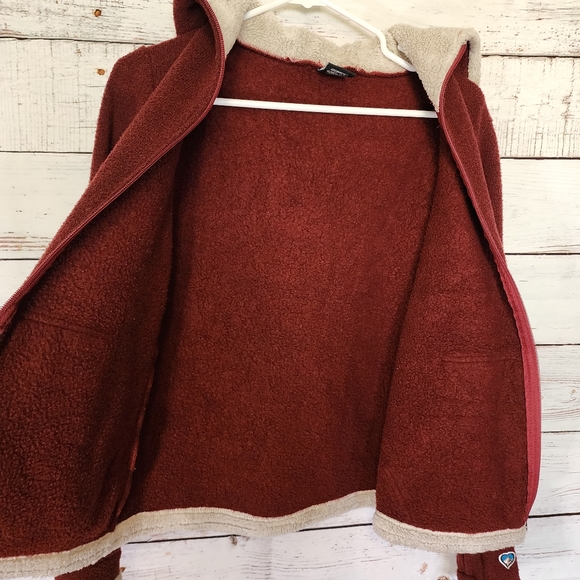 Kuhl "Alfpaca" Women's Maroon & Ivory Hoodie Full Zip Jacket...size Small - Picture 6 of 10